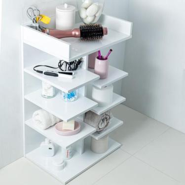 Imagem de Armário Para Banheiro Organizador Branco Multiuso Madeira - Móveis C.