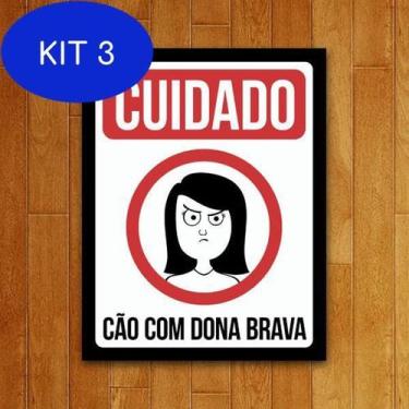 Imagem de Kit 3 Placa Decorativa - Cão Com Dona Brava - Legiao Nerd