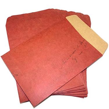 Imagem de 50 envelopes vintage vermelho escuro estilo retrô envelope Kraft papel para correspondência carta cartão postal presente