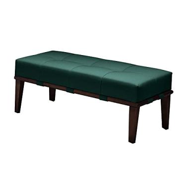 Imagem de Puff Decorativo 100cm Martínez Veludo Pés Madeira Verde/Imbúia G62 - Gran Belo