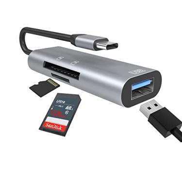 Imagem de ZOIOT Leitor de cartão SD USB C Micro SD Visualizador 3 em 1 Leitor de cartão para Android USB-C para USB / SD/TF Adaptador de Cartão de Leitura Simultânea Visualizador de Câmeras de Trilha para Smartphone/Tablets (cinza espacial)