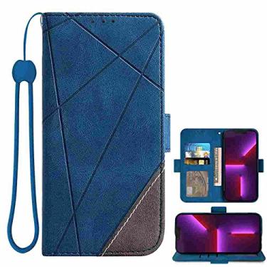 Imagem de DIIGON Capa de telefone Folio carteira para BlackBerry KEY2, capa de couro PU premium slim fit para BlackBerry KEY2, 1 compartimento para moldura fotográfica, absorvente de choque, azul