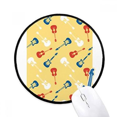 Imagem de Tapete redondo para computador com estampa de música de guitarra amarela para computador