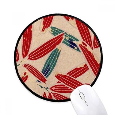 Imagem de Tapete de mouse japonês padrão vermelho azul ukiyoe desktop escritório tapete redondo para computador
