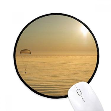 Imagem de DIYthinker Tapete de mouse com balão brilhante de sol dourado desktop escritório tapete redondo para computador