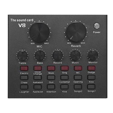 Imagem de CIGOO Placa de som para celular V8 BT microfone ao vivo USB placa de som externa DSP Chip 12 efeitos sonoros para transmissão de áudio e computador, computador, computador, computador, celular