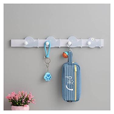 Imagem de KIZQYN Ganchos de casaco decoração de casa porta-chaves de madeira gancho de armazenamento de roupas ganchos de pendurar na parede ganchos de casaco rack cabide acessórios de cabide de parede rack de casaco (cor: caneca azul grande)