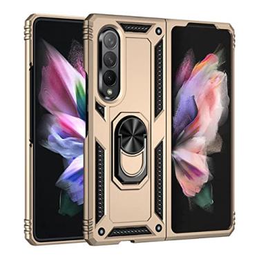 Imagem de Para Samsung Galaxy Z Fold3 5G Case Armor Magnetic Car Holder Ring Case Phone Case Para Samsung Z fold 3 Zfold Capa Traseira, Dourada, Para Galaxy Z Fold3 5G
