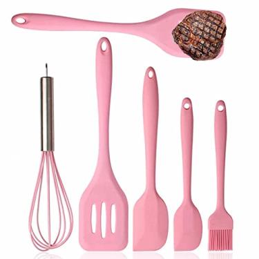 Imagem de Cozinha Silicone,Kit cozinha com cabo silicone lavável - Conjunto espátula cozinha silicone 5 peças para assar, cozinhar e misturar