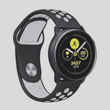 Imagem de Pulseira Sport para Samsung Gear S2 Classic - Galaxy Watch 42mm - Gear Sport R600 - Galaxy Watch Active 40mm - Amazfit Bip - Preto / Branco