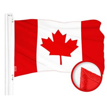 Imagem de G128 Bandeira canadense do Canadá | 10 x 1,5 m | Série ToughWeave bordada poliéster 210D | Bandeira do país, design bordado, interior/exterior, cores vibrantes, ilhós de latão, poliéster de qualidade
