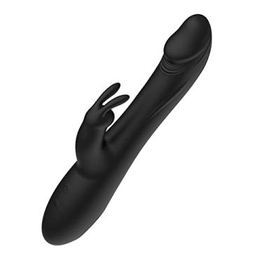 Imagem de Vibrador Feminino de Coelho Telescópico Masturbador Ponto G Estimulador do Clitóris Erótivo 13 Modos (Preto)