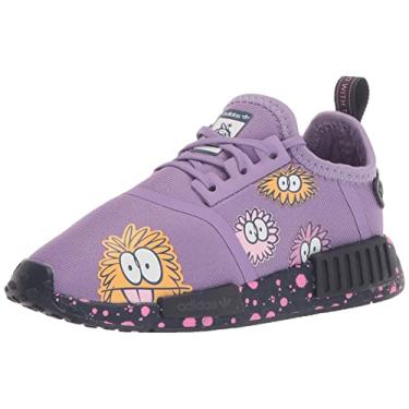 Imagem de Adidas Tênis unissex infantil floral NMD_R1, Super roxo/branco/azul marinho (elástico), 17