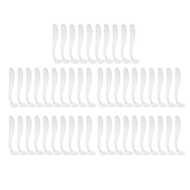 Imagem de Iscas de pesca, 50 peças de iscas artificiais de plástico macio com tarraxas de tartaruga e iscas de peixe, Pearl White