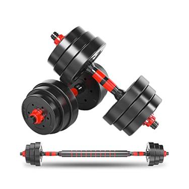 Imagem de Jogo de Halteres 20kg vermelho aço emborrachado kit para crossfit treino pesado