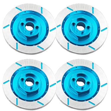 Imagem de 4 peças ShareGoo Liga de Alumínio 12 mm Borda de Roda Hex Hub Decoração de Disco de Freio para HSP HPI Kyosho Traxxas Tamiya 1/10 4WD RC On-Road Racing Pneus de Caminhão, Azul