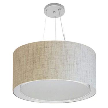 Imagem de Lustre Pendente Cilíndrico Duplo Cúpula Tecido 30/50x40 cm, Vivare Iluminação, Pendente4300 RST, Rustico Bege, Médio