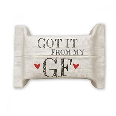 Imagem de For BF Got It from My GF Boyfriend Suporte de capa de papel para lenços faciais Saco de linho de algodão