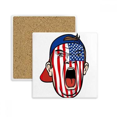 Imagem de Bandeira dos EUA Capa de maquiagem para pintura facial, porta-copos quadrados, suporte de subplaca, pedra isolante