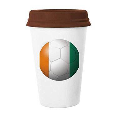 Imagem de Coate d'Ivoire Caneca de futebol com a bandeira nacional de café Copo de cerâmica