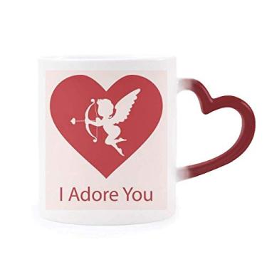 Imagem de I Adore You Caneca vermelha sensível ao calor Dia dos Namorados Caneca vermelha que muda de cor