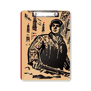 Imagem de Hammer Tower Lamp China Worker Prancheta pasta bloco de escrita placa A4