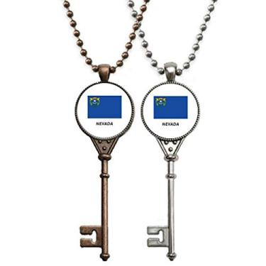 Imagem de OFFbb-USA Colar com pingente de bandeira do estado de Nevada para decoração de casais