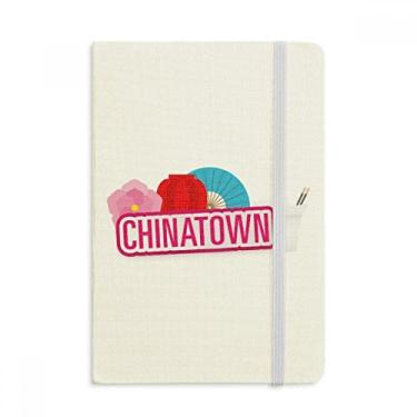 Imagem de Flower Lantern Fan Red China Town Caderno oficial de tecido capa dura diário clássico
