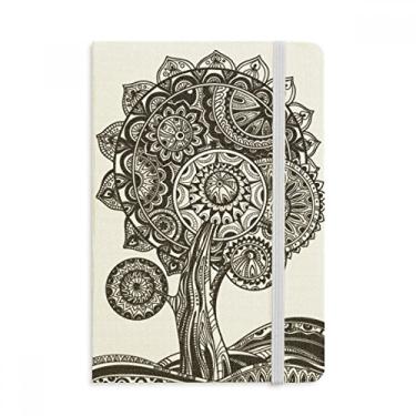 Imagem de Caderno de flores brancas e pretas com estampa de girassol, capa dura em tecido, diário clássico