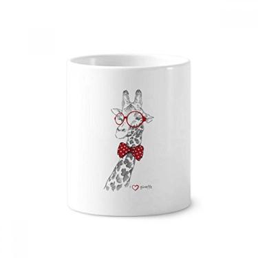 Imagem de Suporte de caneta de girafa bonito para escova de dentes, caneca, suporte de cerâmica, copo lápis