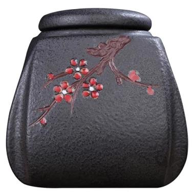 Imagem de Pote de armazenamento de chá cerâmica cerâmica padrão flor de ameixa lacre latas de tanques de chá Teaware