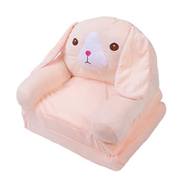 Imagem de Sofá infantil, sofá infantil de pelúcia macia dobrável, sofá conversível para espreguiçadeira, 2 em 1 sofá-cama confortável com desenho fofo preguiçoso para crianças, meninos e crianças (rosa) (2 camadas)