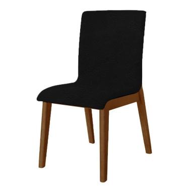 Imagem de Kit 2 Cadeiras De Jantar Diamante Estofadas Em Couro Pu Preto Base Madeira Maciça Imbuia Preto