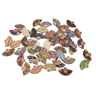 Imagem de Ornamento de Ventiladores Dobráveis, Ventiladores de Madeira Reutilizáveis ​​de Estilo étnico de Desenho Animado de 50 Peças para Interior