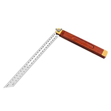 Imagem de Régua de ângulo de atividade de calibre T de 360 graus transferidor de fita métrica quadrada de carpinteiro deslizante ferramenta métrica com cabo de madeira (26 cm)