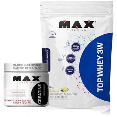 Imagem de Kit Top Whey 3W - 1800g Refil Baunilha + Creatina - 300g - Max Titanium-Unissex