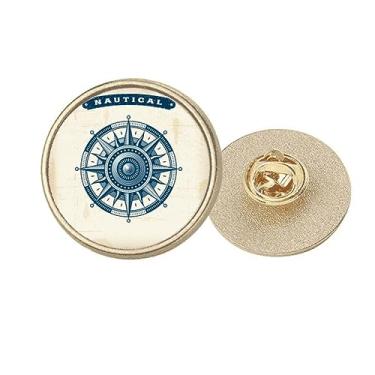 Imagem de Bússola Exploração Militar Oceano Redondo Metal Dourado Broche Clipe, Medium, não aplicar