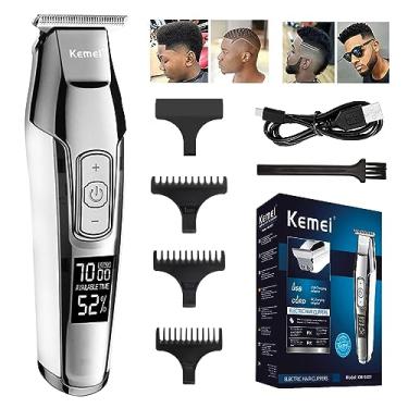 Imagem de KEMEI Aparador de cabelo masculino LCD com visor de cabeça careca, ferramentas profissionais para aparador de pelos de barba, cortador elétrico de corte de cabelo, aparador recarregável,