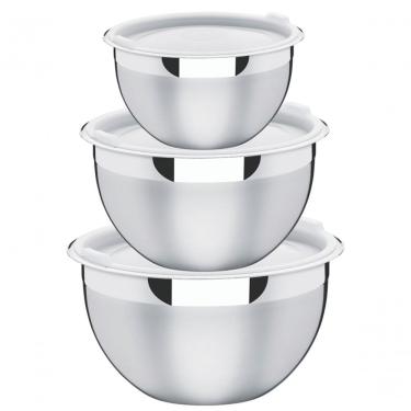 Imagem de Jogo De Potes Cucina Em Aço Inox Com Tampa Plástica 3 Peças