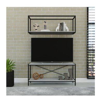 Imagem de Conjunto Rack para TV até 50 Polegadas 1 Nicho Aéreo Estilo Industrial Active Yescasa Branco Chess