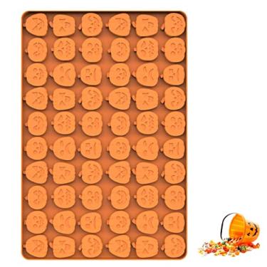 Imagem de sofliym Moldes de silicone de abóbora para doces de Halloween, chocolate, gomas e decoração de Halloween, molde de doces Jack O Lantern com raspador (1 pç abóbora)