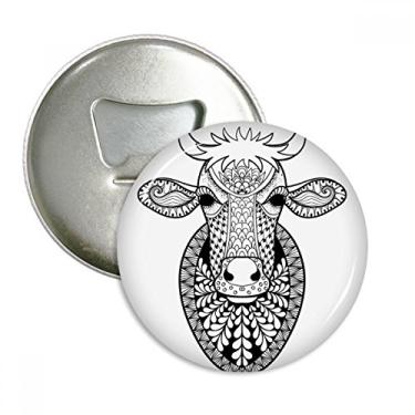 Imagem de Abridor de garrafa redondo com imagem de vaca grande de animais, pinos magnéticos de geladeira, botão para presente, 3 peças