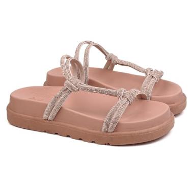 Imagem de Sandália Papete Feminina Brilho Flat Marcella (NUDE, BR, Adulto, Numérico, 38)