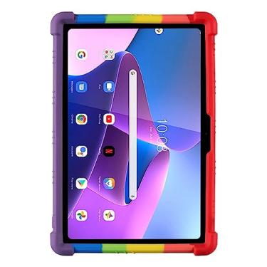 Imagem de QYiiD Capa para tablet Chromebook Lenovo 10e, leve de silicone para crianças, capa protetora macia à prova de choque para Lenovo 10e Chromebook de 10,1 polegadas, arco-íris
