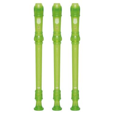 Imagem de Kit 3 Flautas Doce Soprano Barroca Em C YRS-20B Verde Yamaha