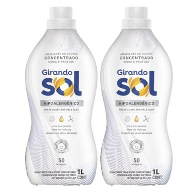 Imagem de Kit Amaciante Concentrado Girando Sol Coco e Baunilha 1 Litro, 2 Unidades, Rende 100 Lavagens Tipos (Hipoalergênico)