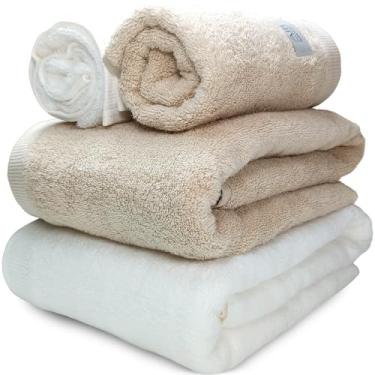 Imagem de Jogo de Banho Gigante Banhão Buddemeyer Dual Air 100% Algodão 4 peças Toalha Alta Absorção Macia Grossa (Branco Bege 1011/1501)