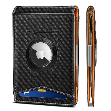 Imagem de Carteira masculina para Airtag ou uso padrão, KS Slim Bolso Frontal Carteira para Dinheiro 11 cartões Bloqueio RFID, Sem Furo, Preto 2512, One Size