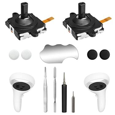 Imagem de Joystick Replacement Kit for Oculus Quest 2/3 Controller, OLCLSS Repair Accessories for Meta Quest 2/3 Controller, Include 2 Joysticks, T5 Screwdriver, Tweezer, Pry Tool, 4 Thumbstick Grips