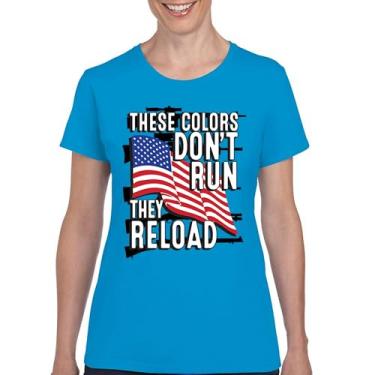 Imagem de Camiseta feminina These Colors Don't Run They Reload 2nd Amendment 2A Don't Tread on Me Second Right Bandeira Americana, Azul claro, G